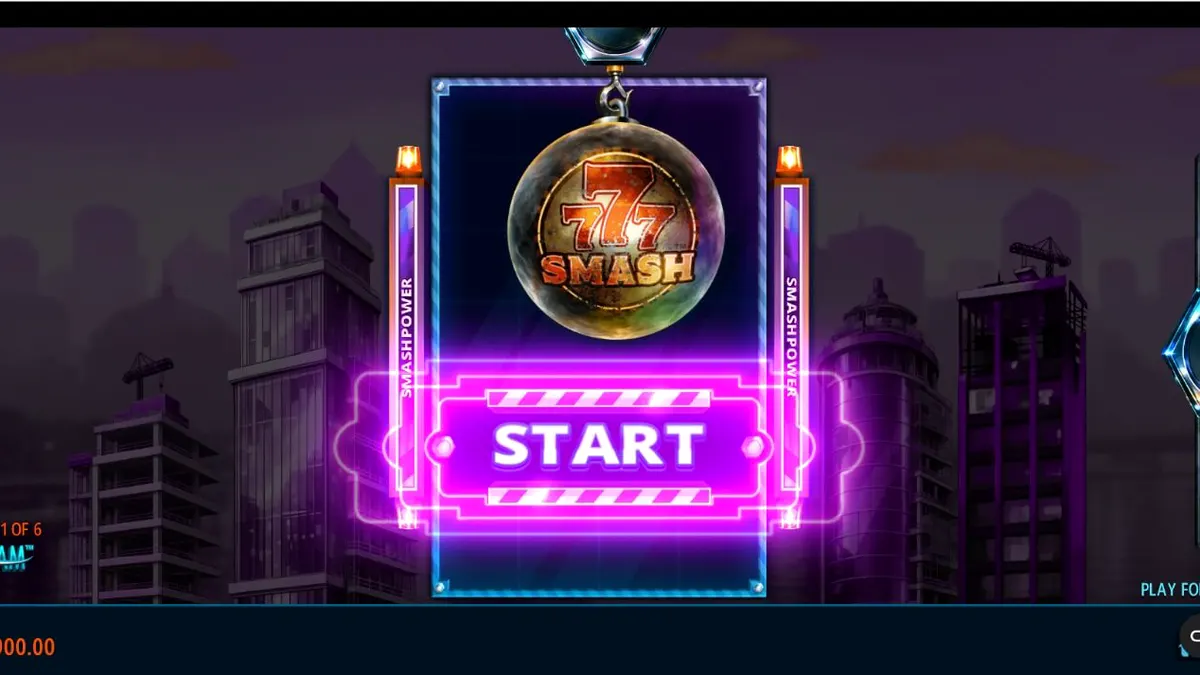 Tampilan visual slot 777 Smash dengan tema konstruksi industrial